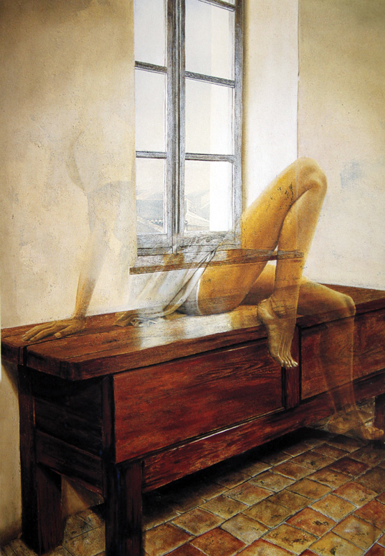 Sin titulo, 
oleo sobre tela, 
por Rafael Cauduro, fechado 1881, 
130cmx90cm.
