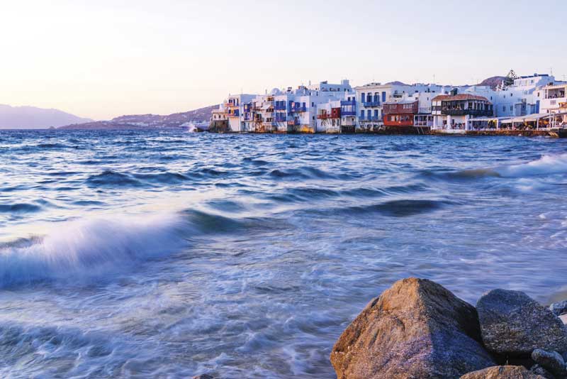 Sunset in Little Venice, Mykonos.