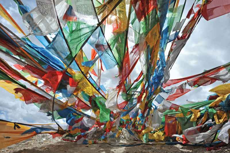Prayer flags are one of the most representative landscape images across the country. 
