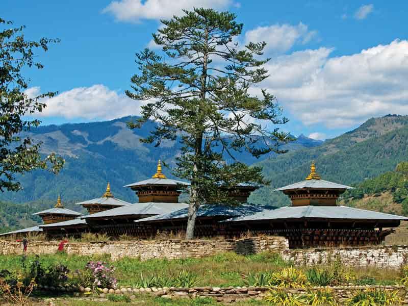 A chorten is a peculiar monument. They are built near strategic points in mountains, rivers or roads.

